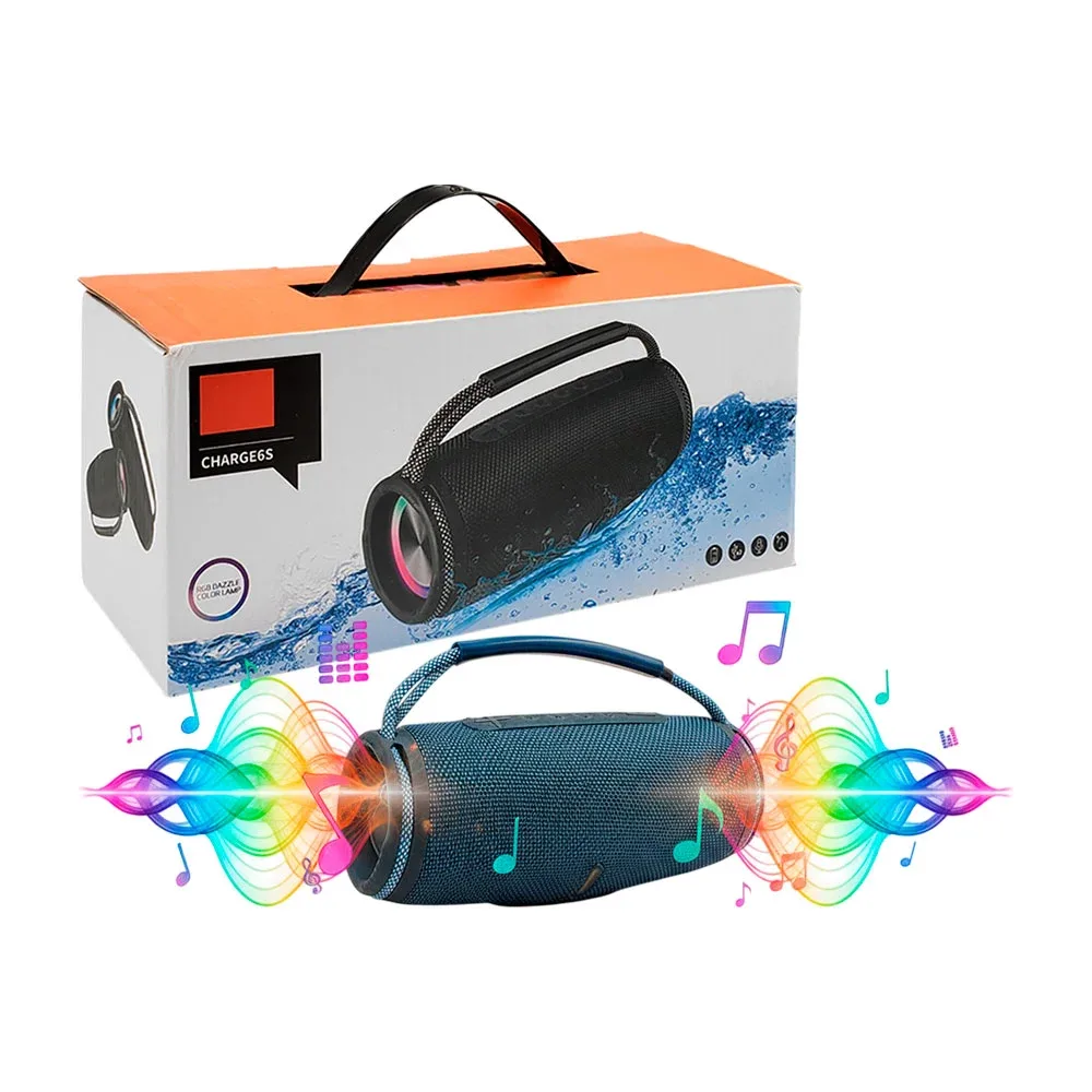 Bocina inalámbrica, cilíndrica con sonido 360, portátil con luz rgb / fm-5504