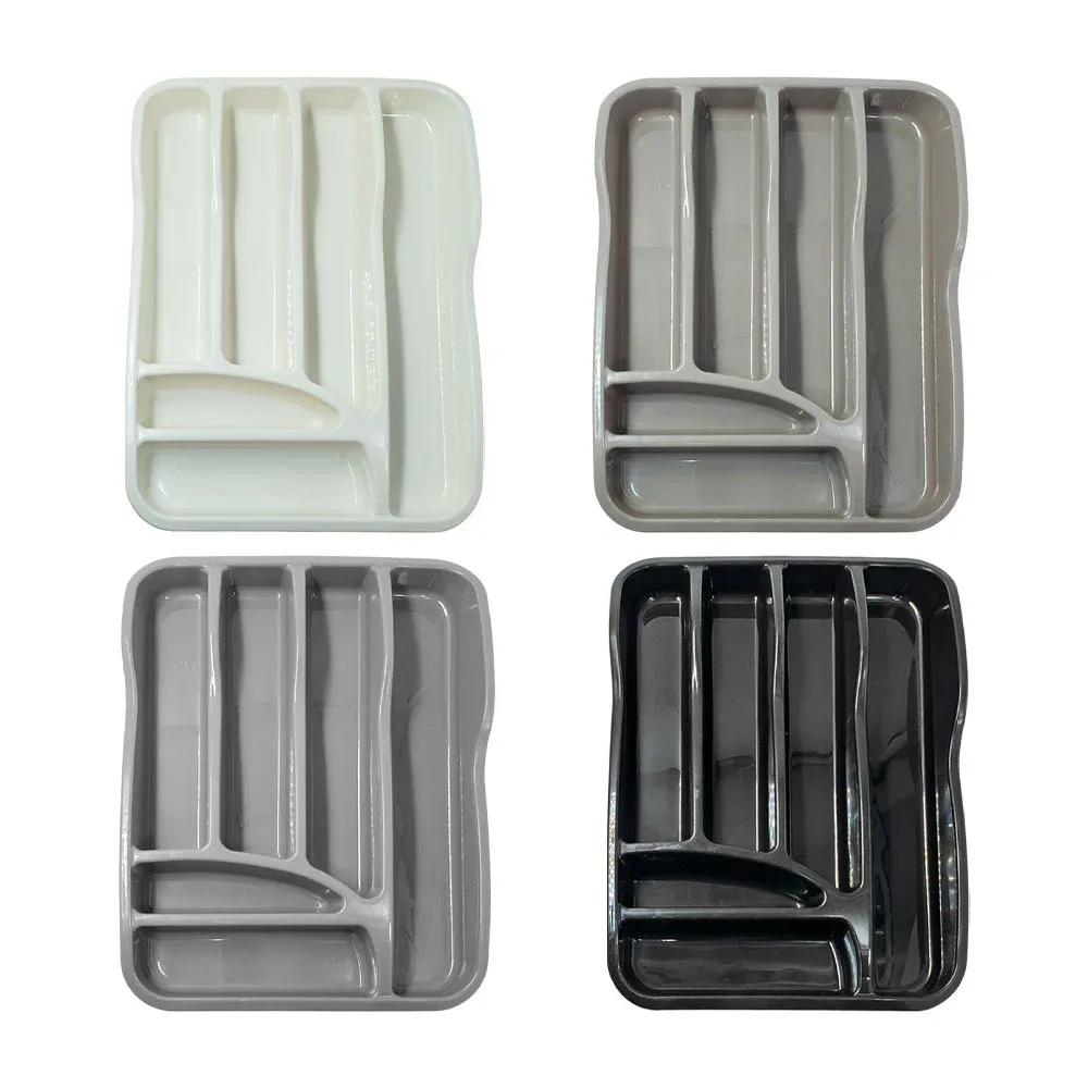 Organizador de plástico con 6 compartimentos para utensilios de cocina, 37x28cm