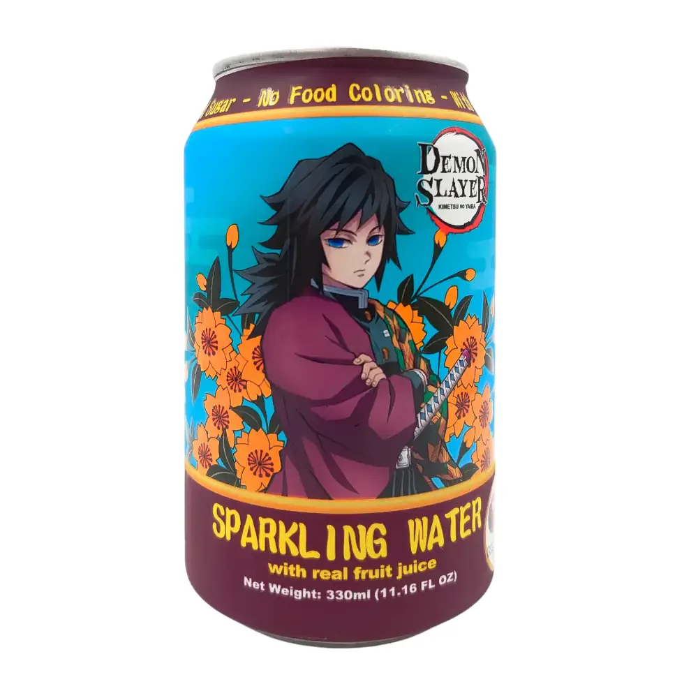 1pza lata coleccionable edición demon slayer tomioka, agua gasificada sabor maracuyá, 330ml / 896869