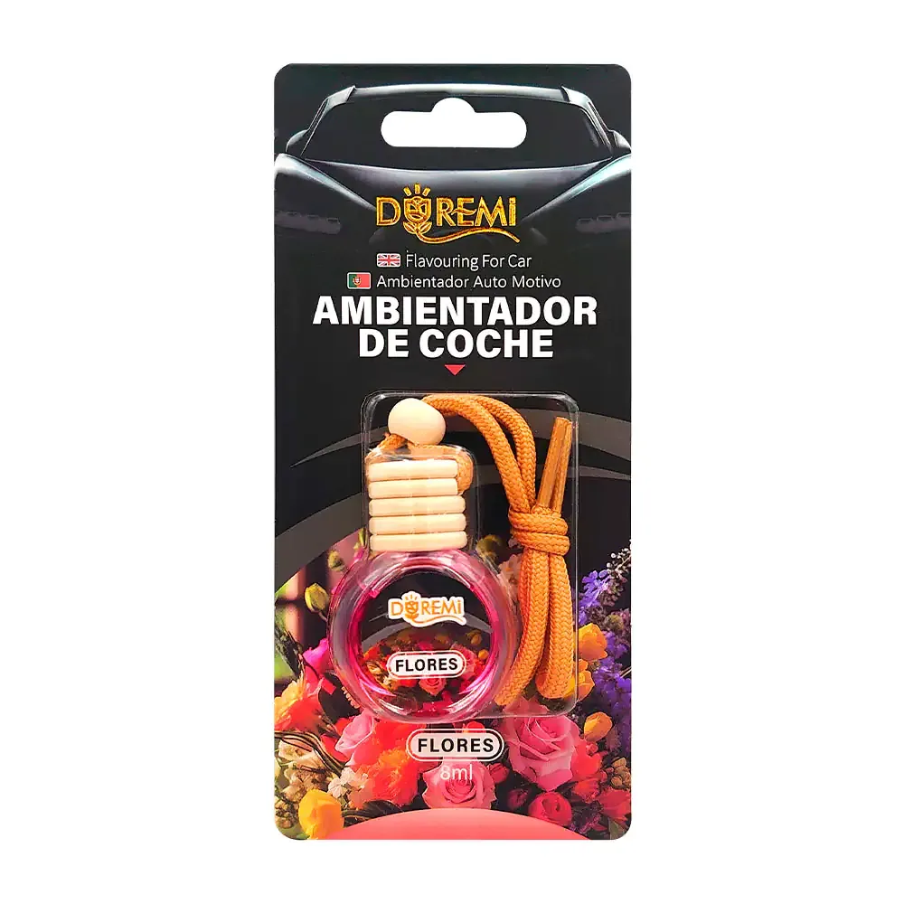 Aromatizante - ambientador de coche en frasco con cordón para colgar, 8ml, aroma a flores