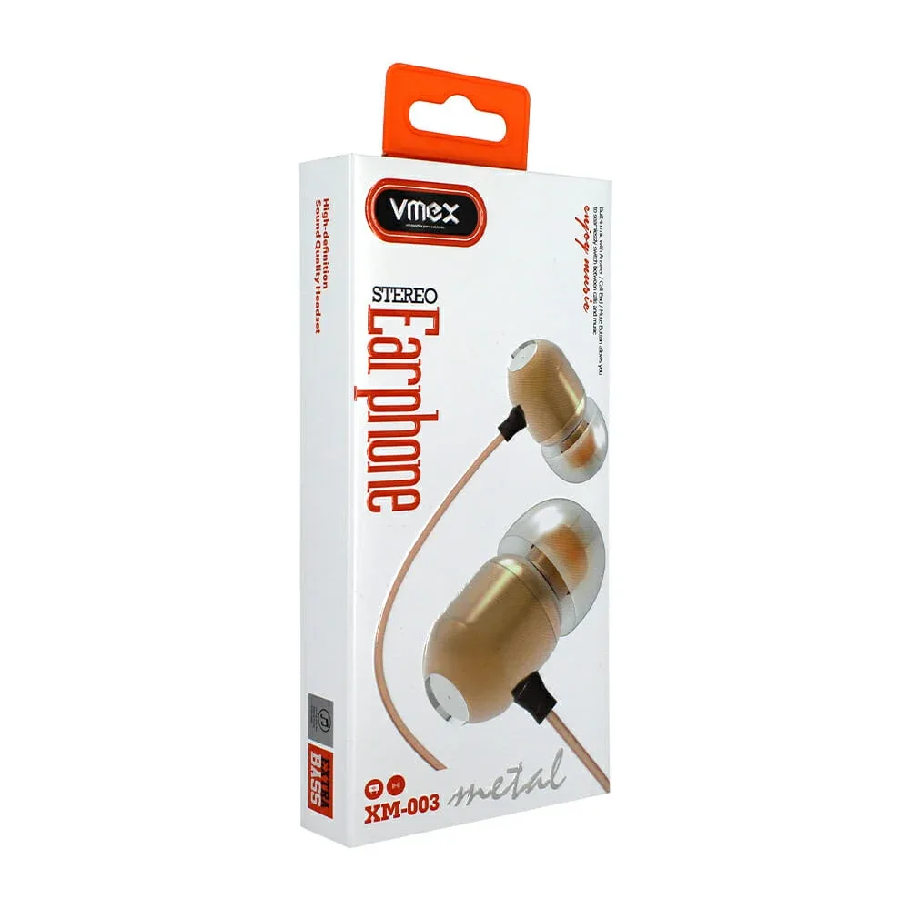 Audífonos vmex estéreo metálicos con almohadillas de silicona y entrada auxiliar, variedad de colores / xm-003