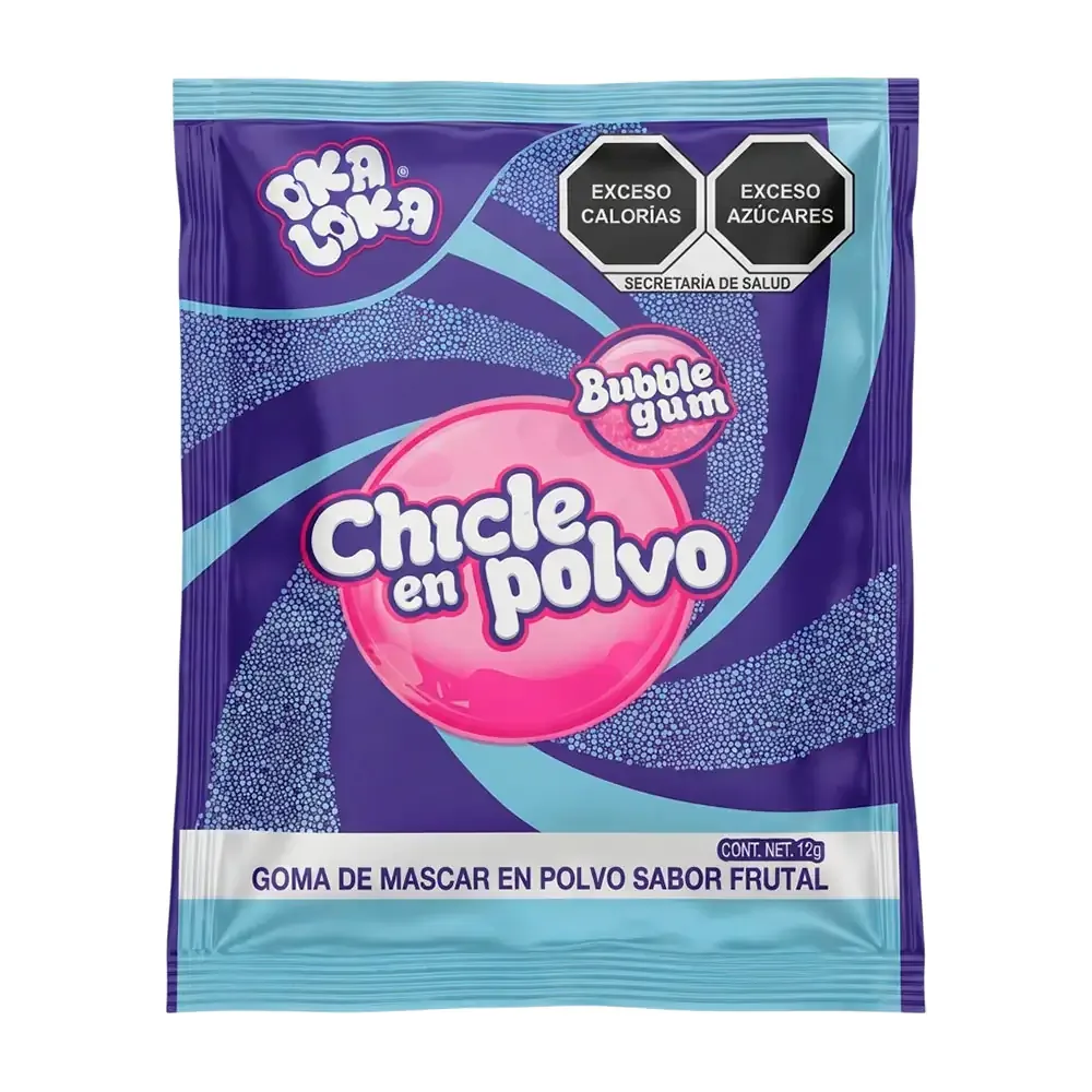 1pz sobre de chicle en polvo oka loka sabor frutal, 144g / 027271