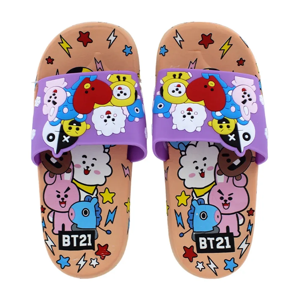 Par de sandalias tipo chanclas infantiles con diseño de bt21 / 23-tx-014