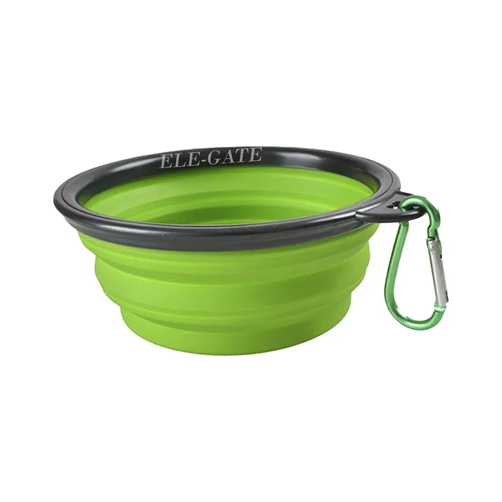 Tazón portátil plegable de silicón con mosquetón 650ml, variedad de colores