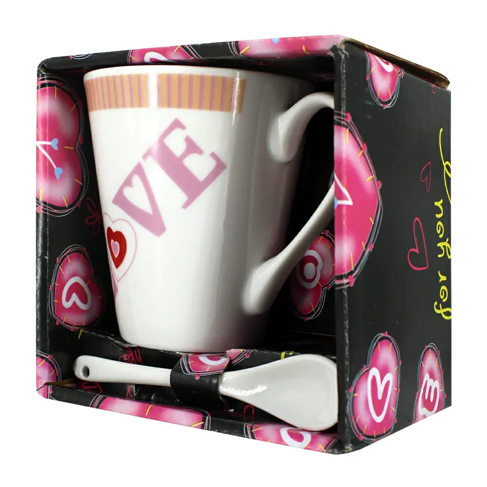 Taza grande de cerámica  con estampado de love / 15236645b502