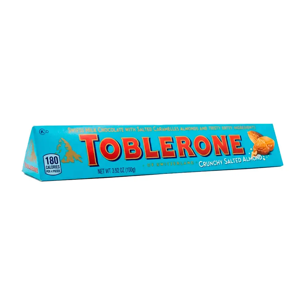 Barra de chocolate toblerone 100g, relleno de almendras caramelizadas / 005351
