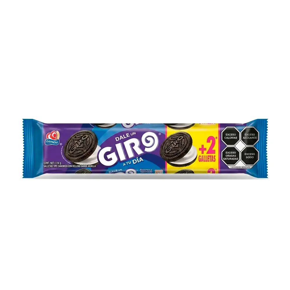 Paquete de galletas giro, galleta de chocolate con relleno de vainilla, 114g / 021598