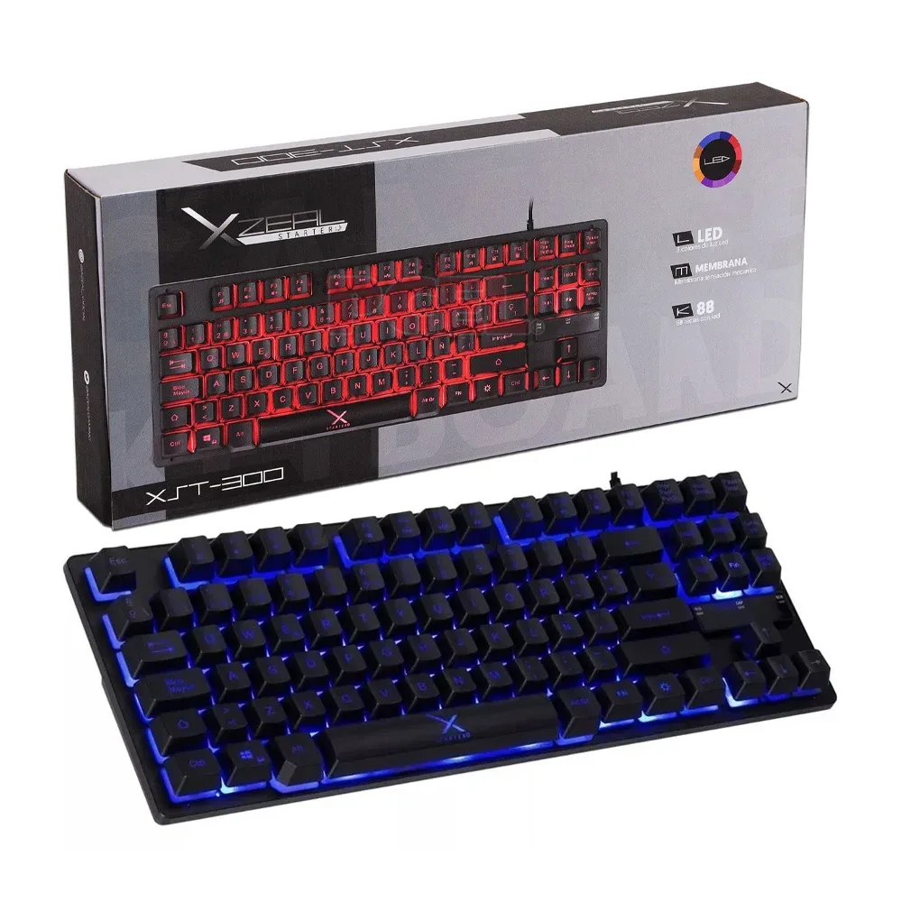 Teclado alámbrico gamer con luces rgb y funciones multimedia / xst-300 / xsatga1b