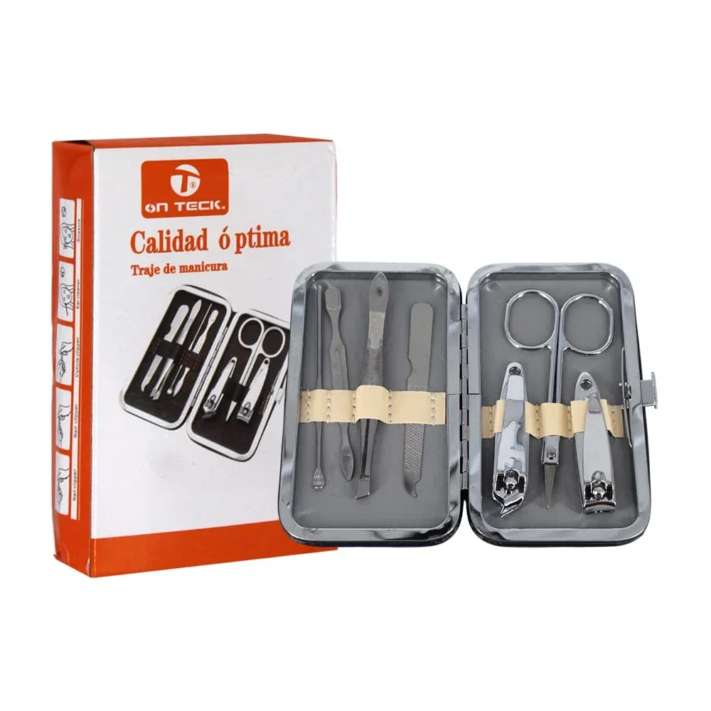 Estuche de manicura para el cuidado de las uñas con 7 piezas de acero inoxidable / 10985