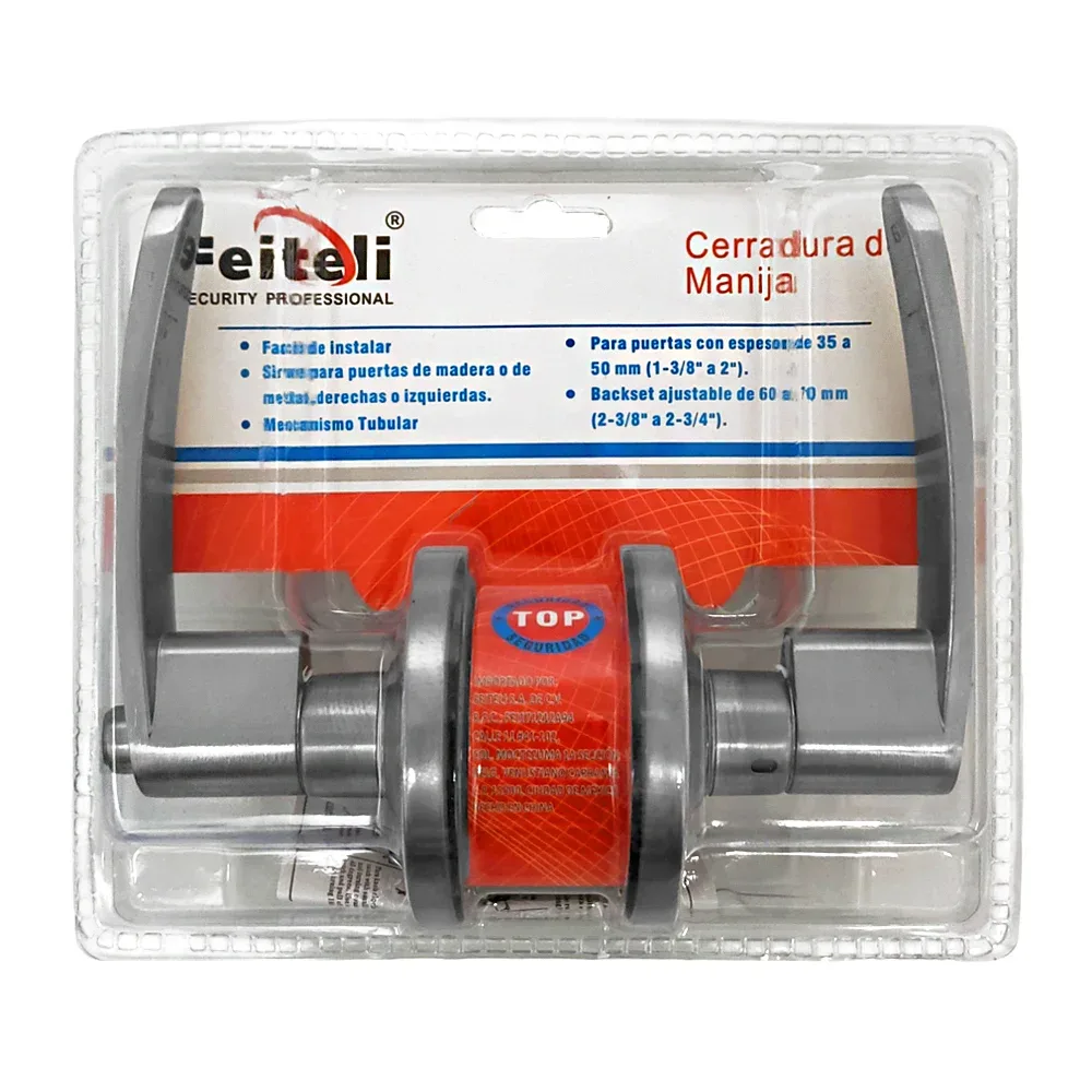 Cerradura de manija para puertas ambidiestras seguridad básica, níquel satinado para el baño / 806sn-bk