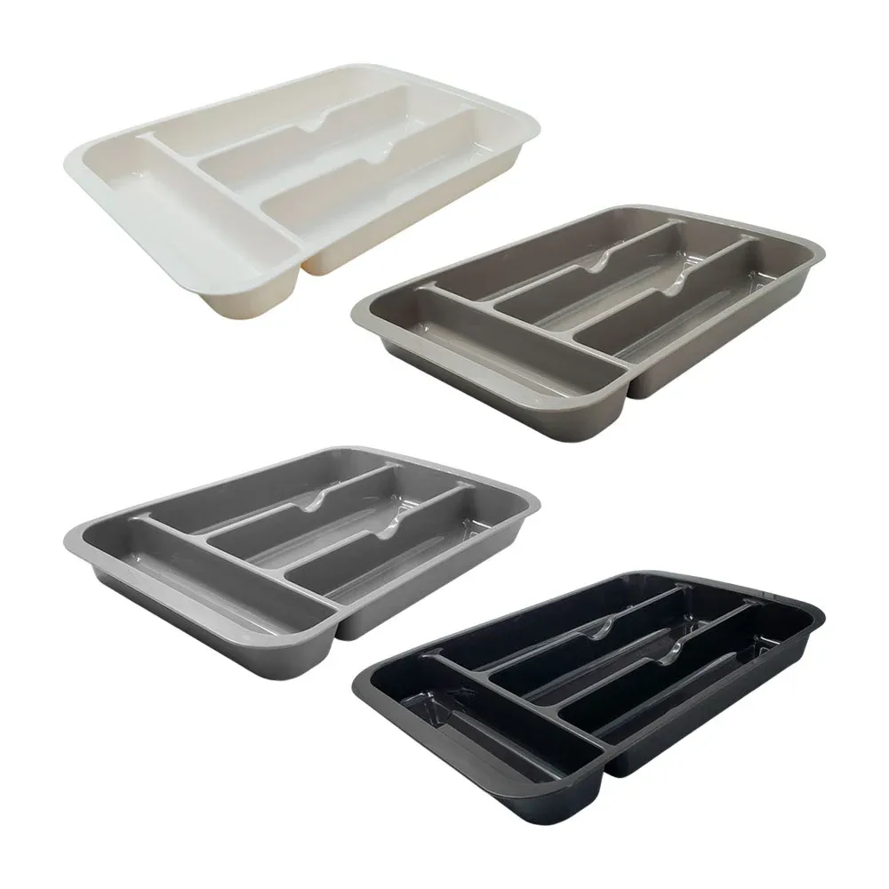 Organizador de plástico con 4 compartimentos para utensilios de cocina, 30x20cm