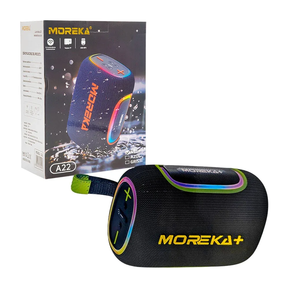 Bocina moreka inalámbrica, sonido 360, con luz rgb, entrada tf y usb, variedad
