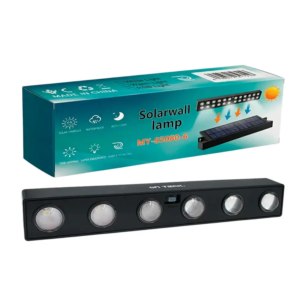 Lámpara solar para exterior, led tipo lupa con luz calida + encendido automático