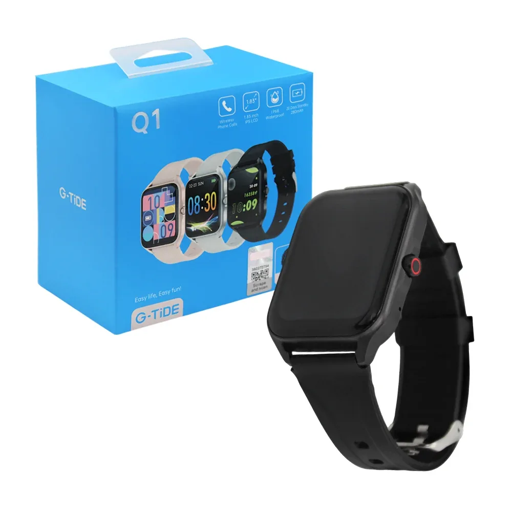 Reloj smartwatch g-tide con pantalla cuadrada, 2 correas de plástico intercambiables, variedad de colores / q1