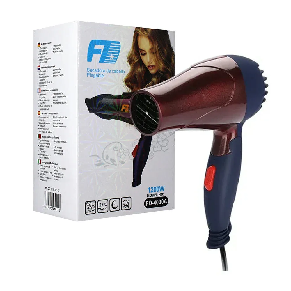 Mini secadora plegable para cabello, 1200w fd-4000a