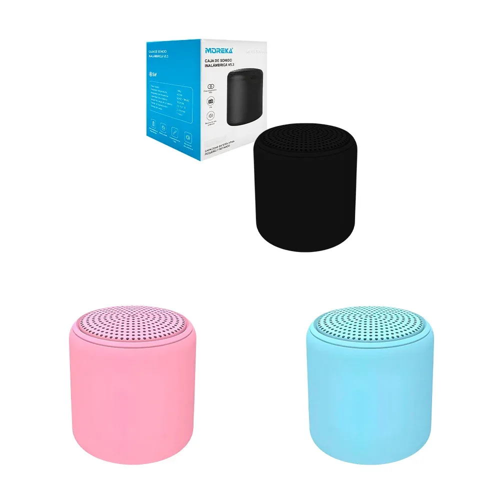 Bocina / caja de sonido moreka inalambrica v5.3 con 500mah, variedad de colores