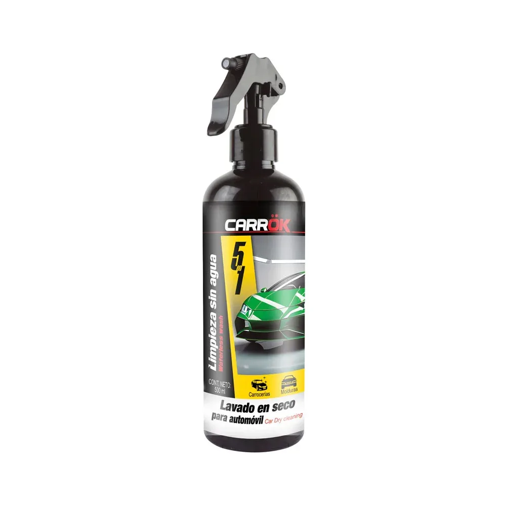 Lavado en seco para automovil 5 en 1 carrok con atomizador, 500ml / limpieza sin agua / 127403