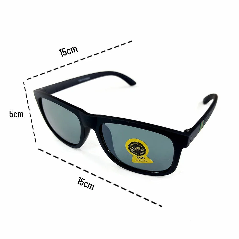 1pza Lentes de sol color negro con líneas laterales / 3289cristalf