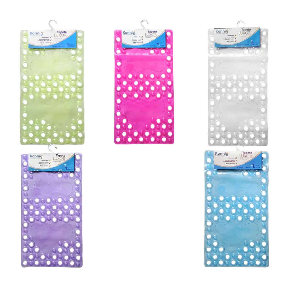 Tapete para baño konnig rectangular translúcido con ventosas, 33x64cm, variedad de colores