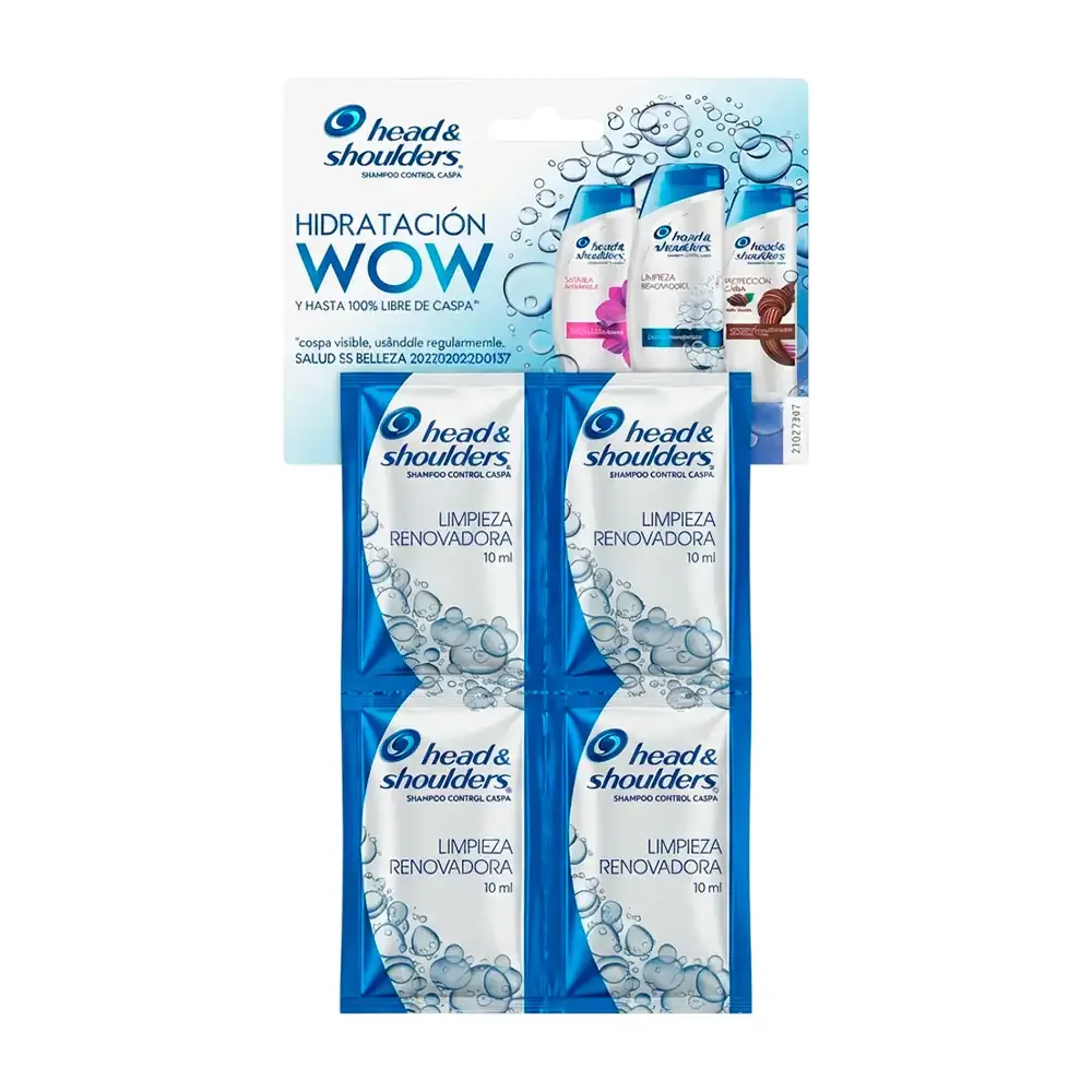 1pz sobre de shampoo head & shoulders limpieza renovadora control caspa, 10ml / 90627649