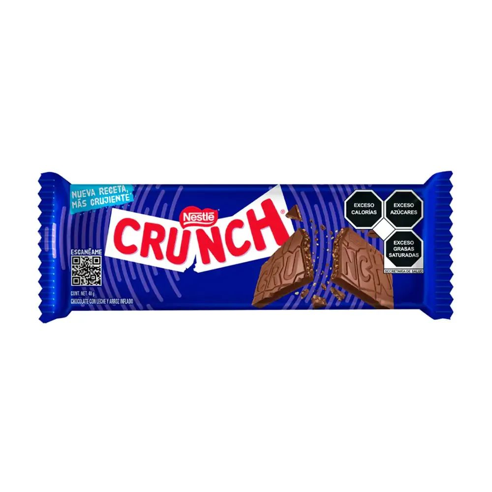 1pz barra de chocolate crunch rellena de leche con arroz inflado, 40g / 223905
