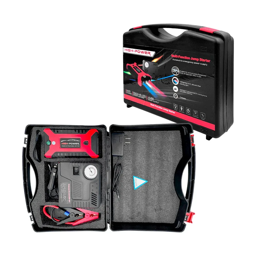 Arrancador de emergencia para automoviles, multifuncional + luces de emergencia