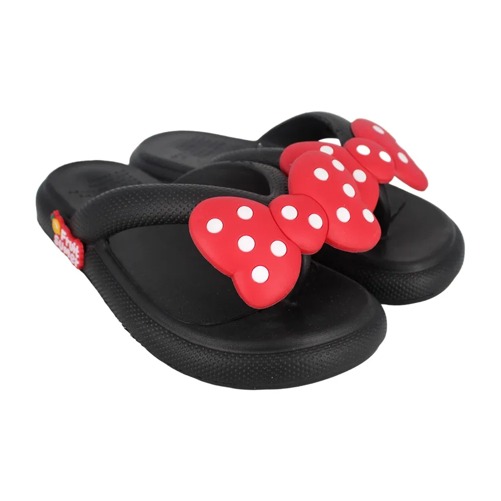 Par de sandalias tipo chanclas de hule con moño de lunares y letrero de silicona, 22.5-26.5 / fruit summer / happy / b-50
