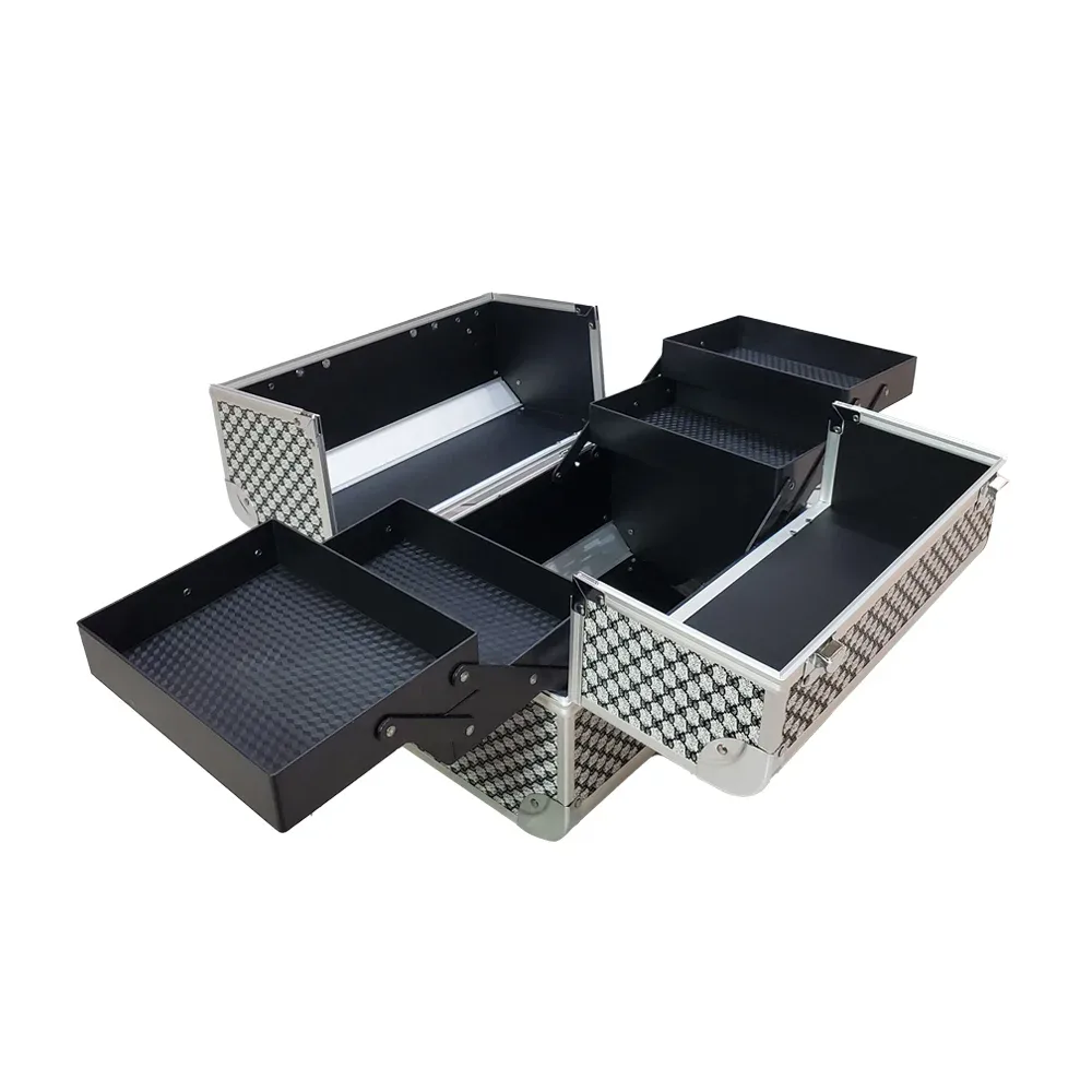 Cosmetiquera grande profesional con llave y estampado monograma, variedad de colores / cx1584