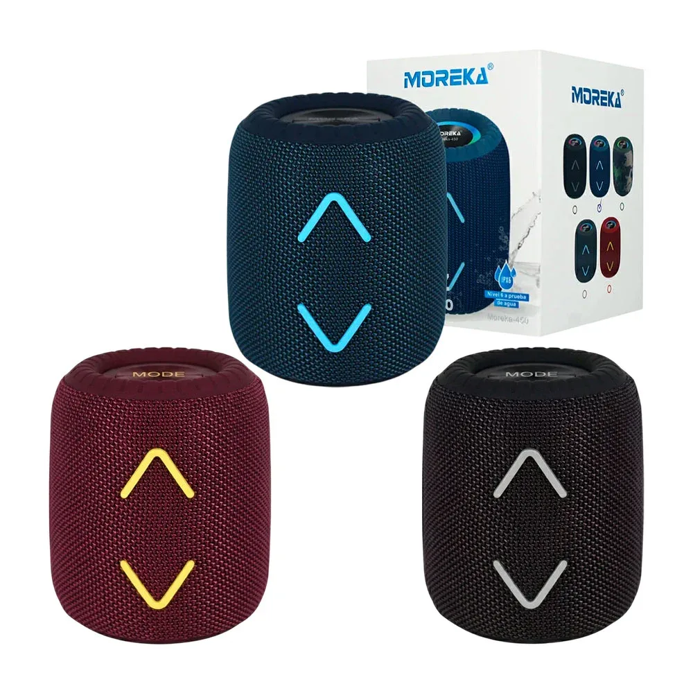 Bocina altavoz cilíndrico moreka bluetooth con ranuras para sd y usb, variedad de colores / m-450
