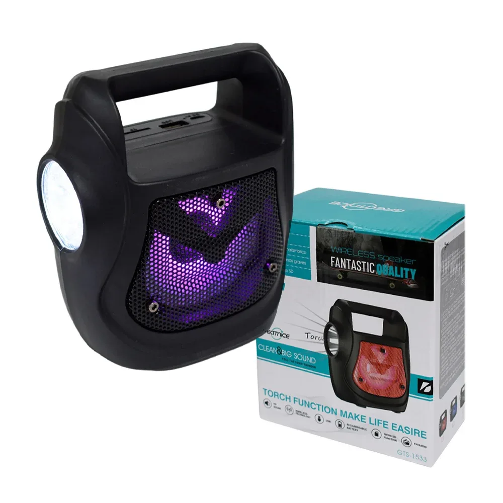 Bocina bluetooth greatnice pequeña portátil de 3 pulgadas con linterna, ranura para usb y tf / fantastic quality / gts-1533