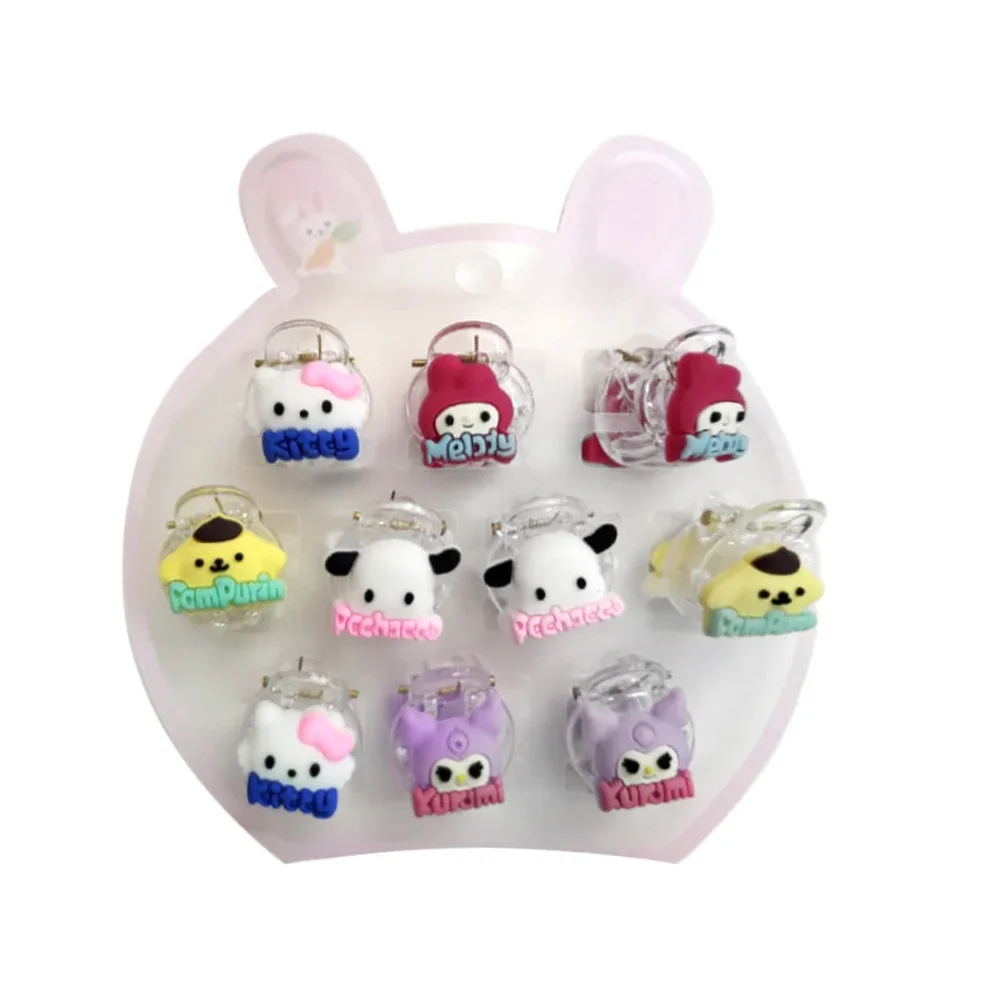Paquete con 10 mini pinzas para el cabello con diseño de hello kitty y sus amigos, variedad de diseños / 23-fs-017