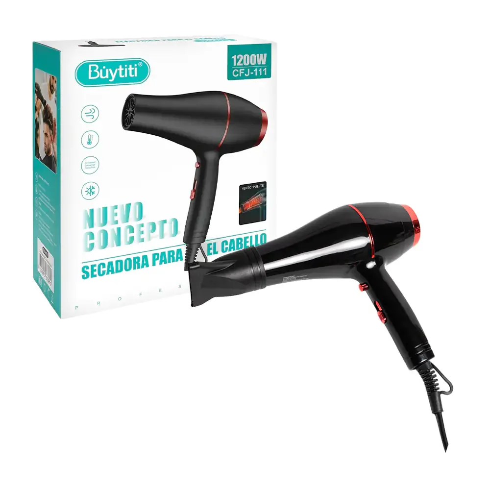 Secadora de pelo buytiti, 1200w con 4 velocidades y temperatura ajustable