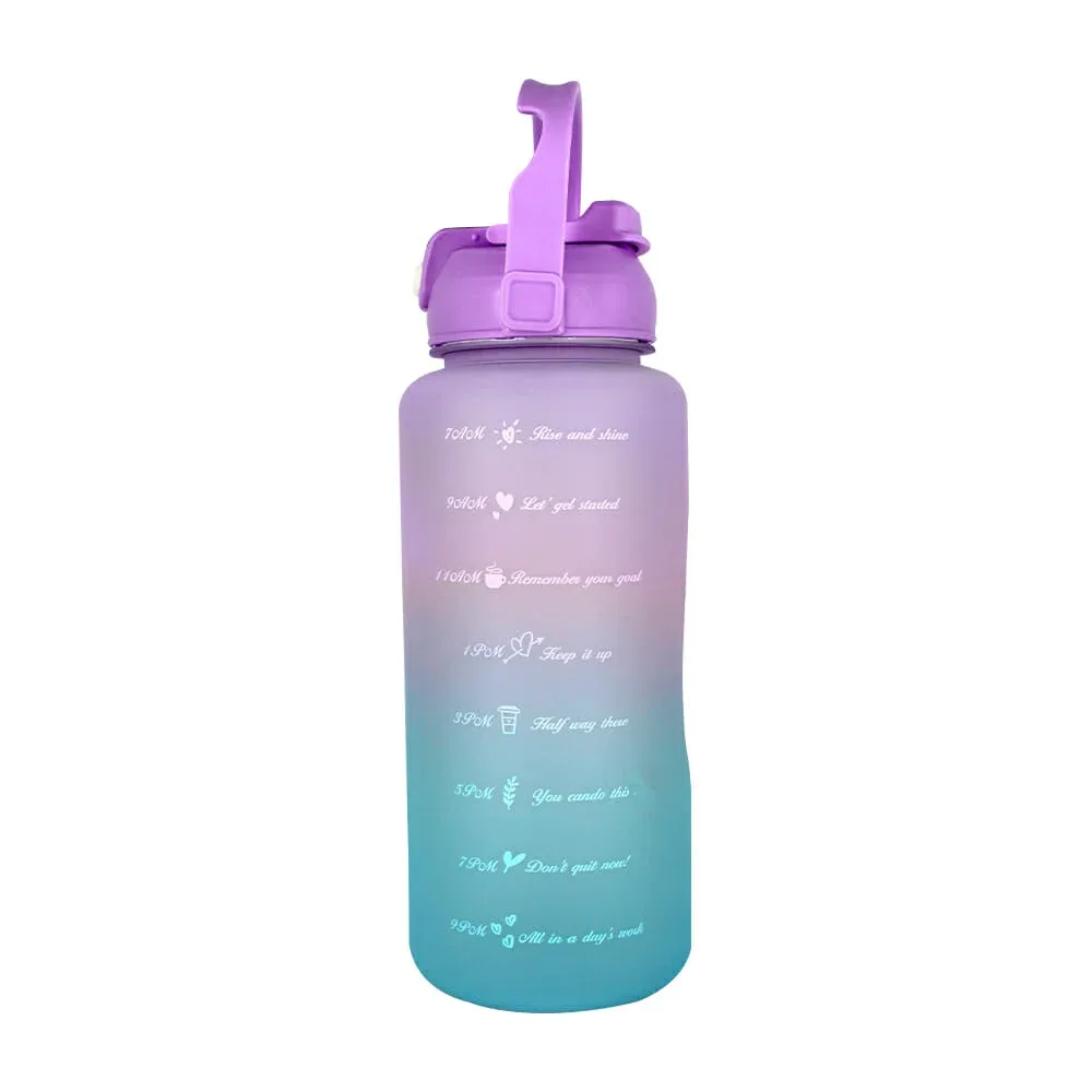 Botella de agua motivacional bicolor con tapa y popote 2.200L, variedad de colores / s1-02 / ZZK001-2  / R962 / slb-33 / slb-32 / R961 / lu573