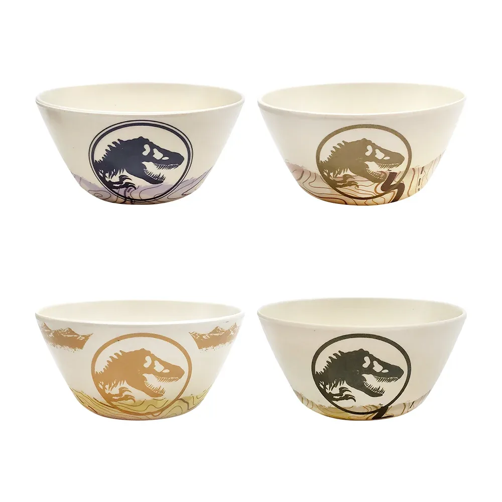 Vajilla coleccionable de bambú con diseño de jurassic world y 12 piezas en platos, tazones y vasos, variedad de diseños / 1762-50