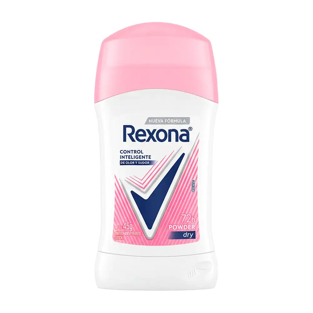 1pza desodorante rexona en barra aroma powder dry, 45g