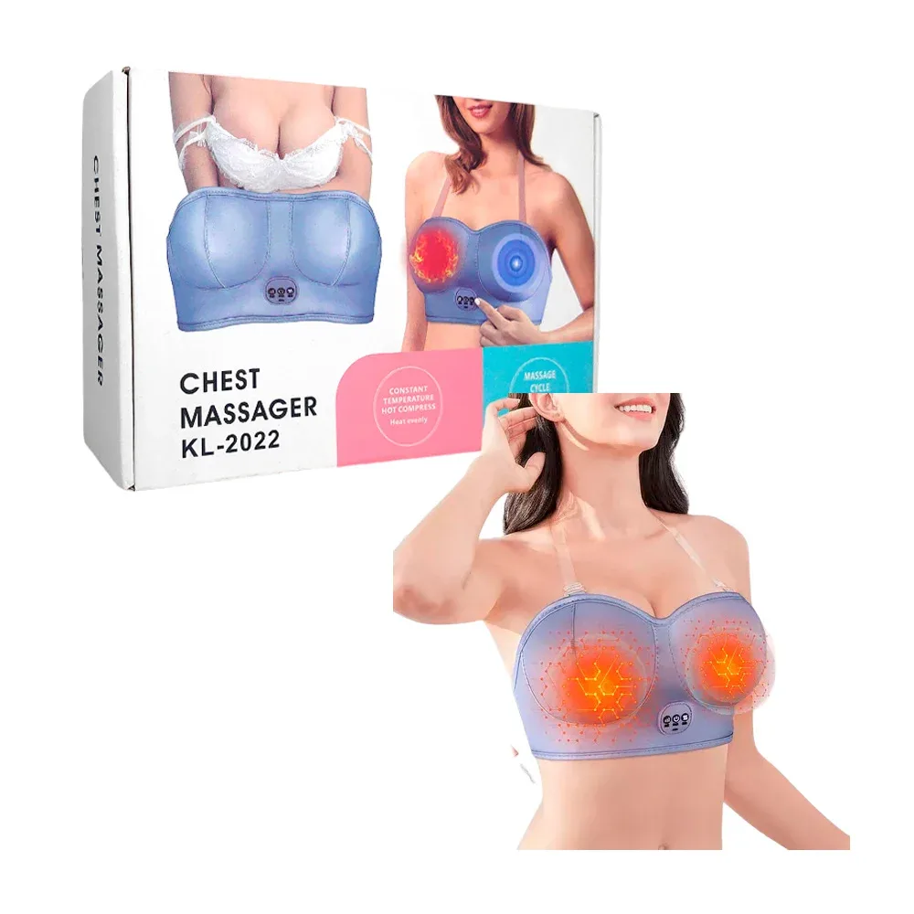 Sujetador masajeador de compresión caliente y vibración para los pechos / chest massager / kl-2022