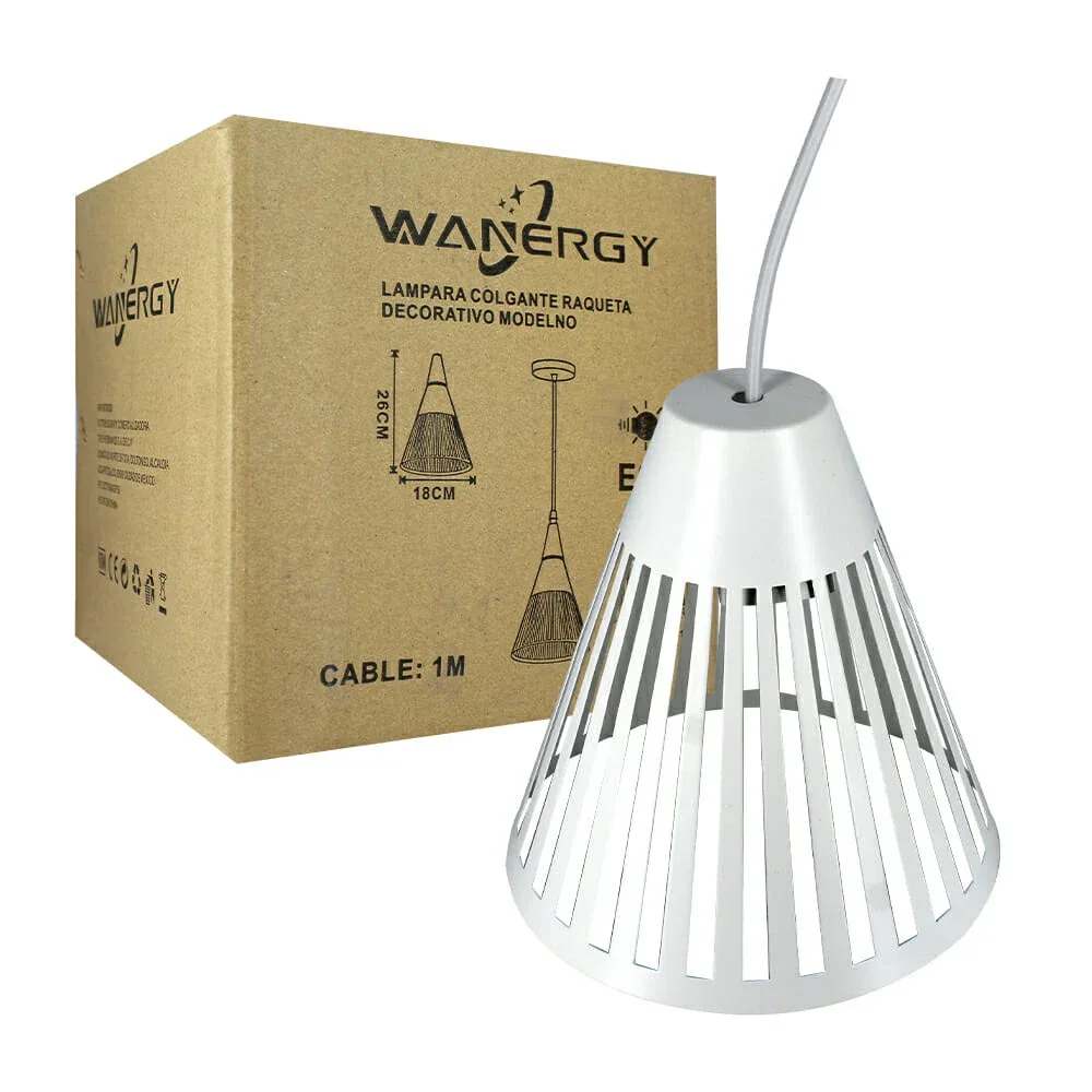Lámpara colgante raqueta decorativo blanco, wanergy / 41249