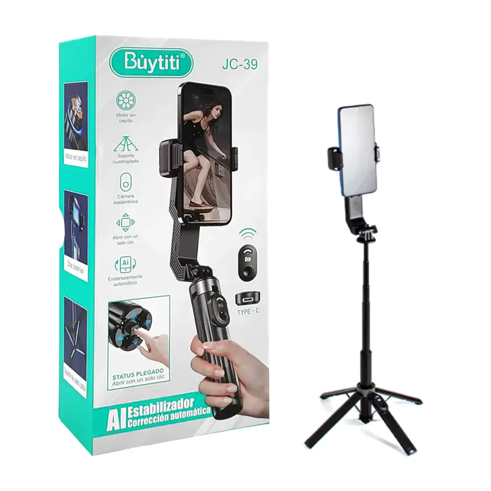 Selfie stick buytiti extensible con soporte y giro 360 grados, multifuncional