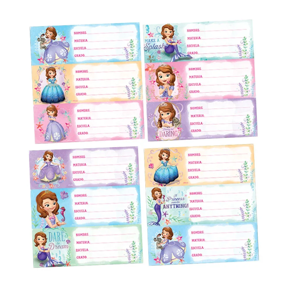 Paquete con 100 etiquetas escolares de couché adhesivo granmark con diseño de princesita sofía