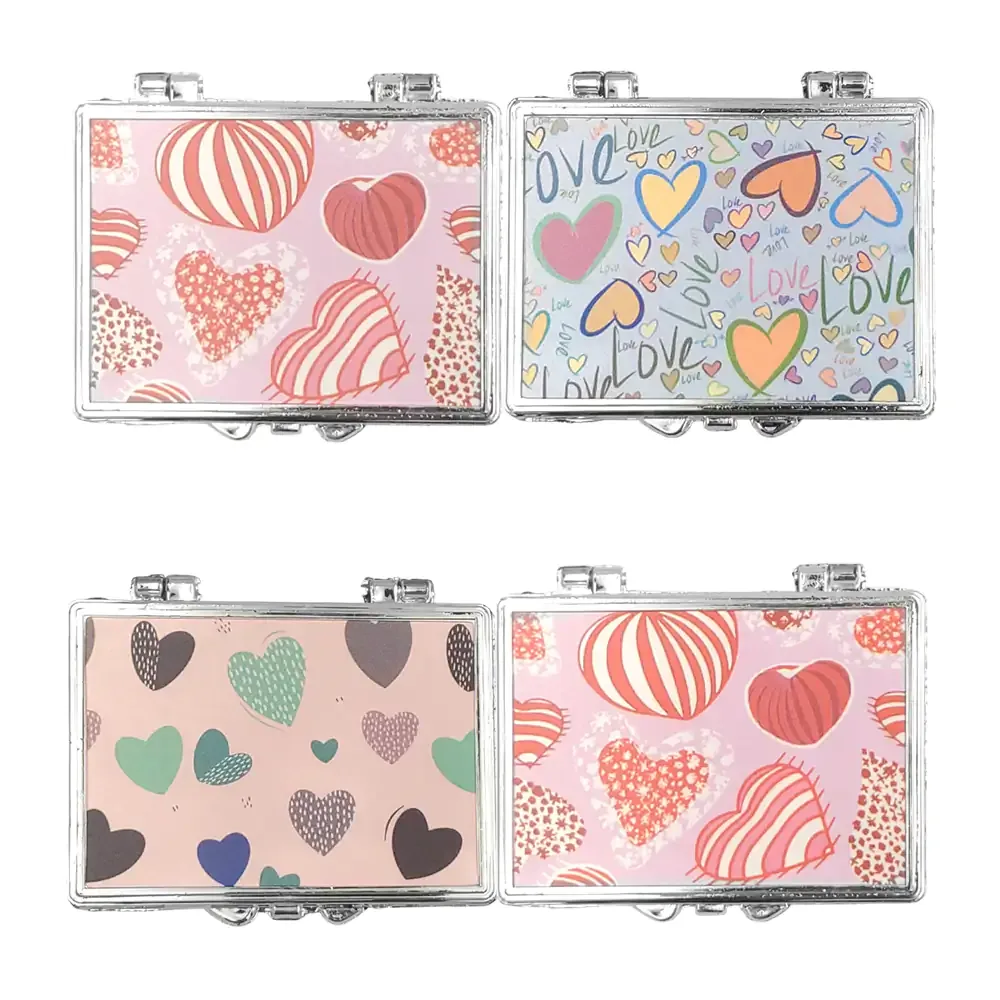 Espejo rectangular c&j flori de doble vista, 7x5cm, con estampado de corazones