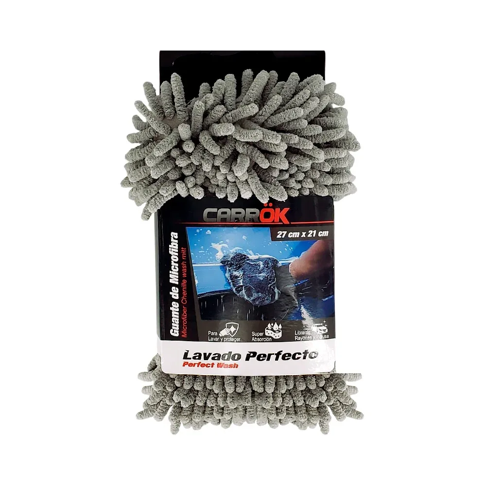 Guante de microfibra de super adsorción para lavar el automóvil, 27x21cm / carrok / 125307