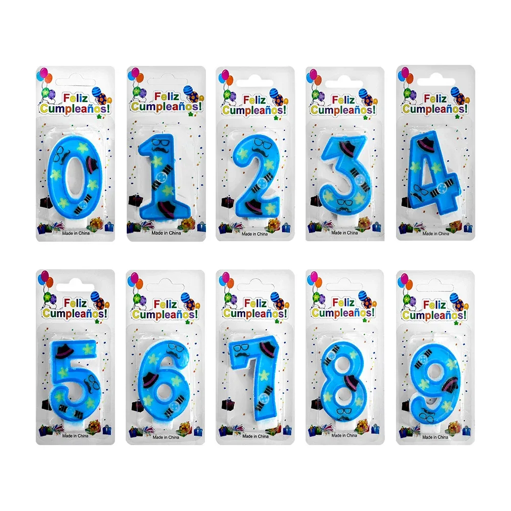 1pz Vela para cumpleaños con estampado hípster, variedad de número