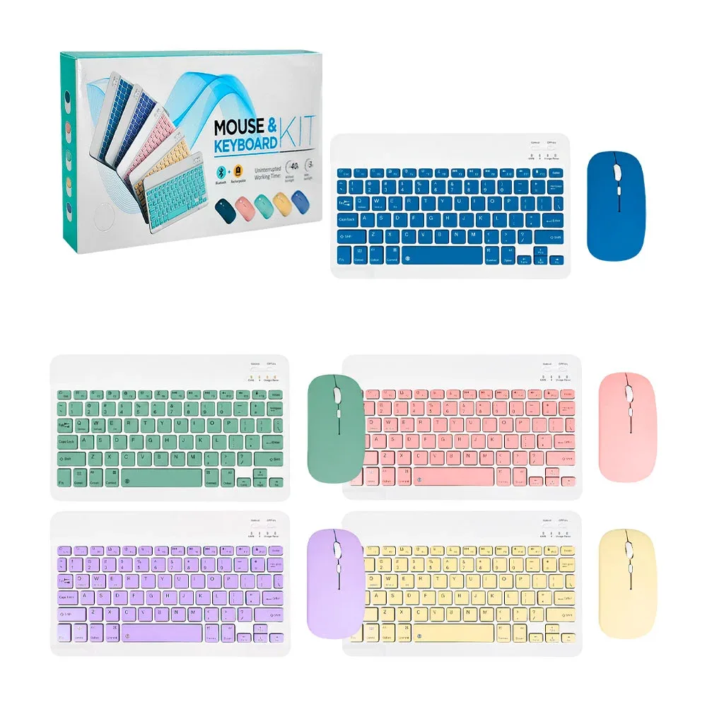 Kit mini teclado y mouse bluetooth + cable de carga, variedad de colores / mouse & keyboard kit / fl-128