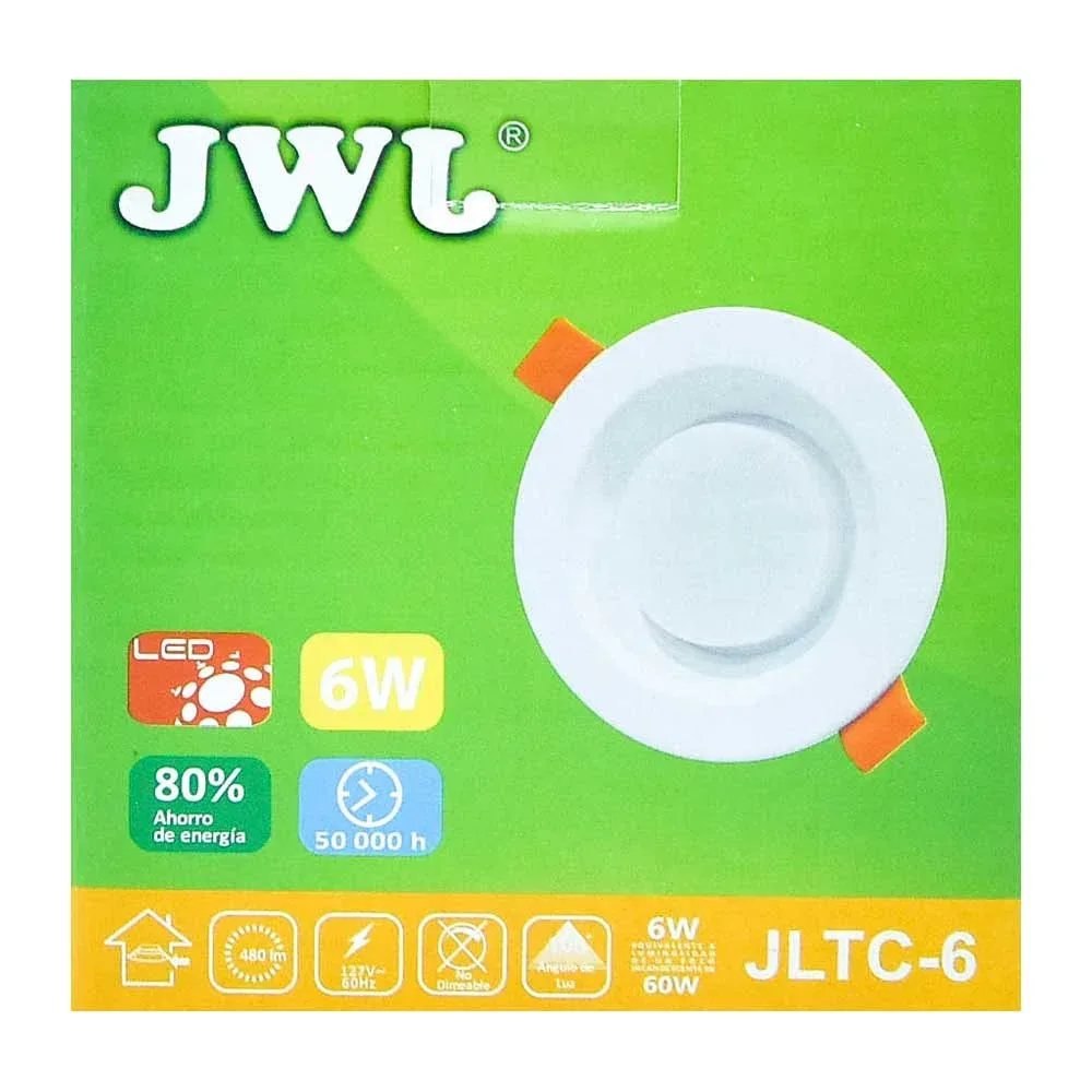 Plafón led empotrable 6w con driver integrado luz blanca jltc-6b jwj