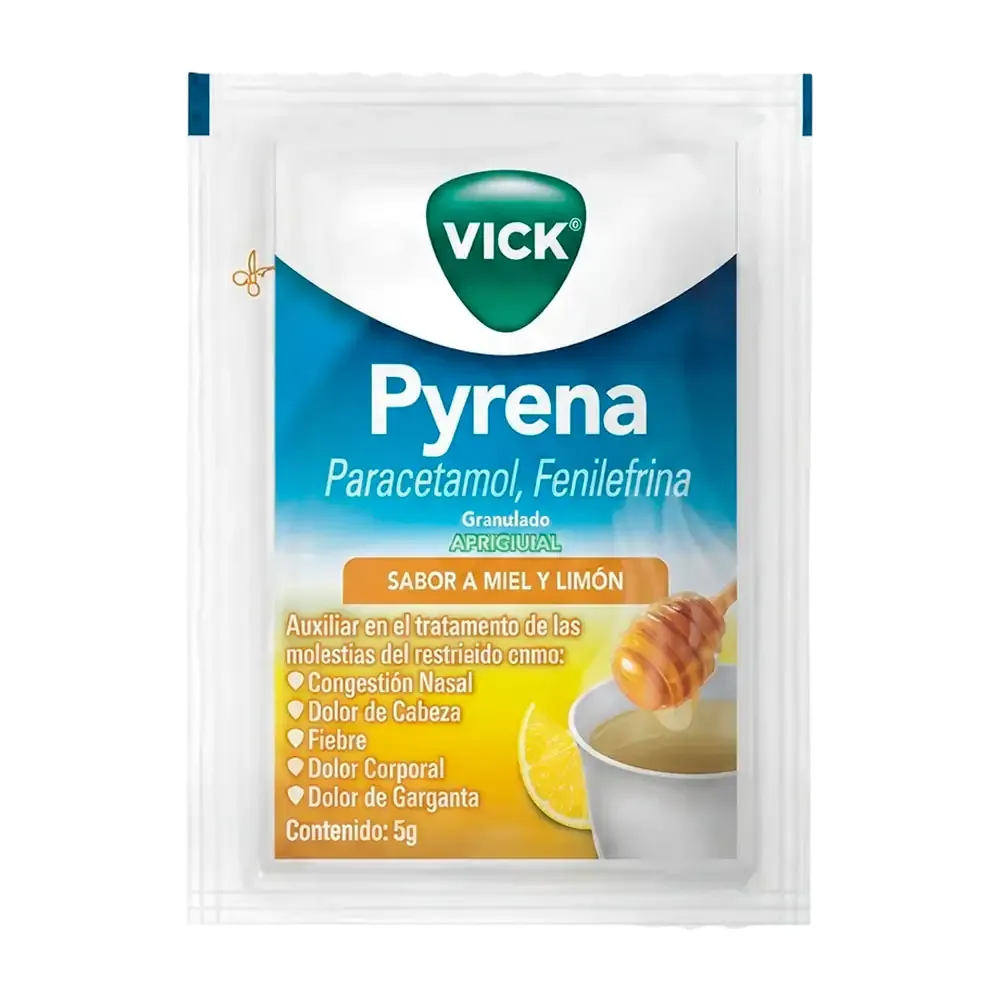 1pz Sobre vick pyrena de sabor miel con limón de 5g / 036457
