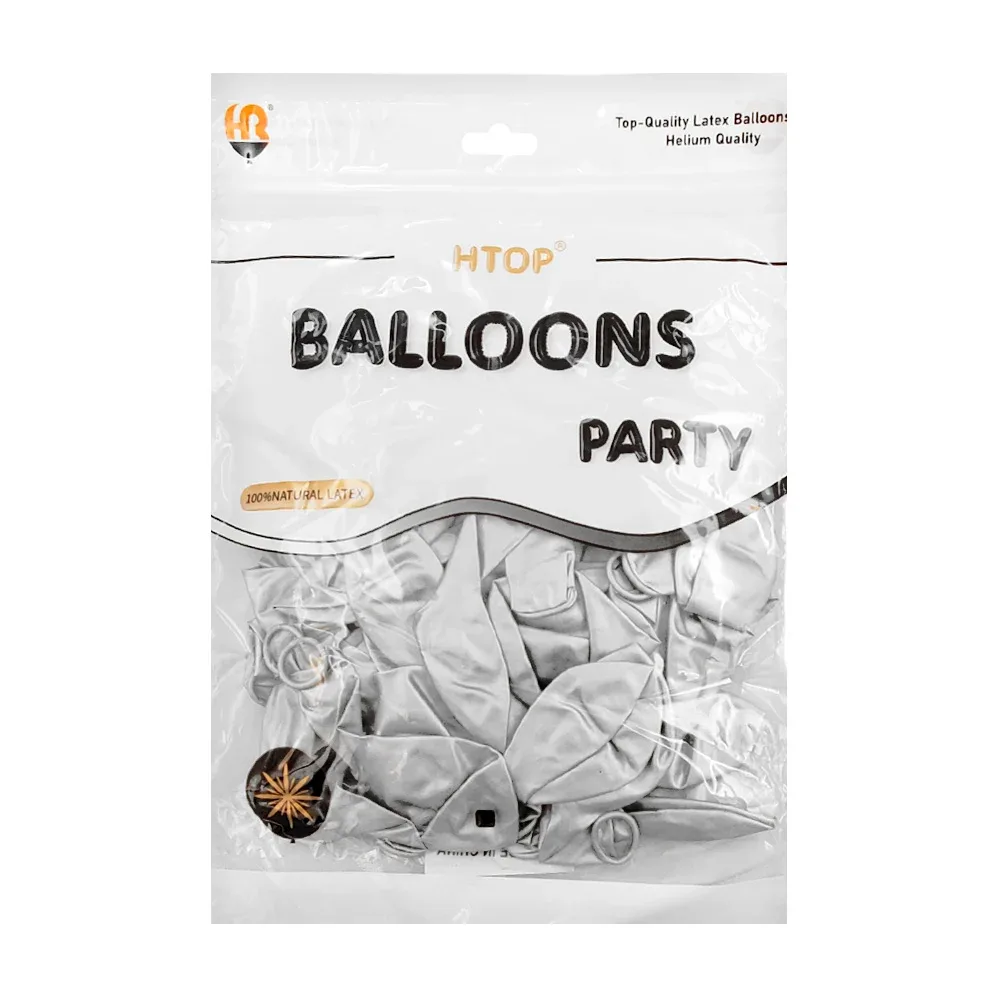Paquete con 50 globos de látex en color plata / balloons party / htop / qq-2749
