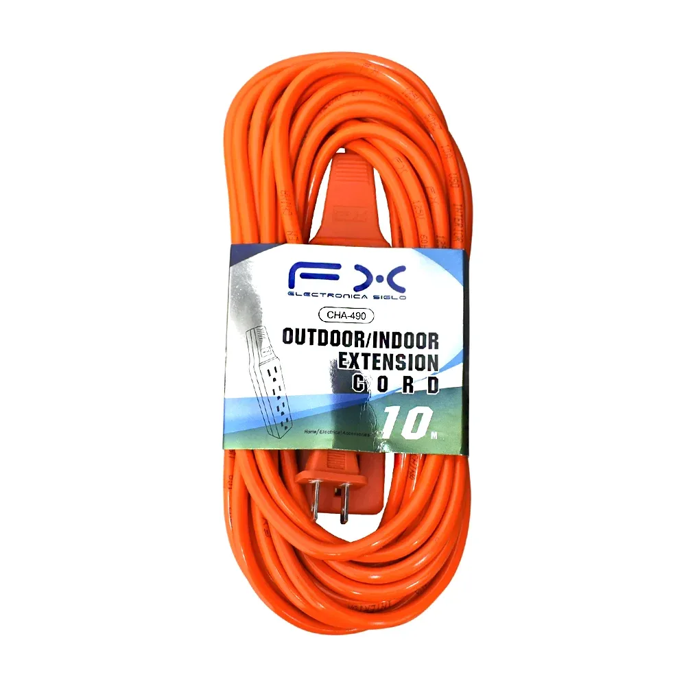 Extensión de 10m fx naranja de uso rudo, barra con 4 conectores trifásicos