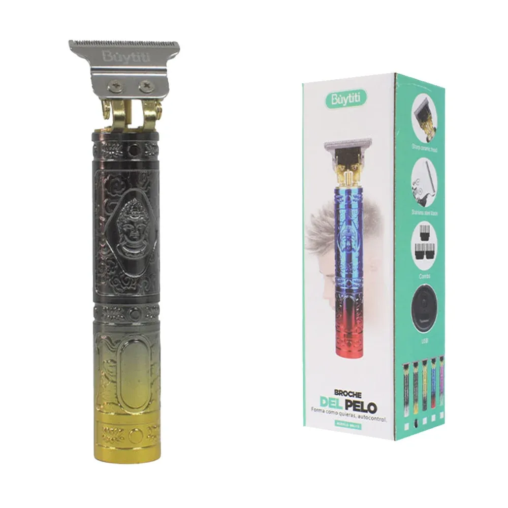 Rasuradora inalámbrica recargable buytiti con 3 peinetas intercambiables, esculpido de buda y tono bicolor, variedad de colores / mr-112