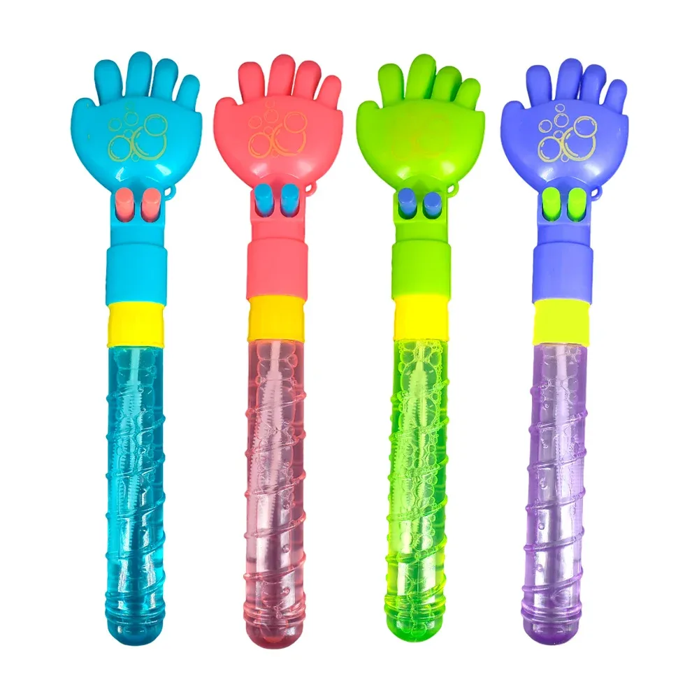 1pza Vara transparente con mano movible y jabón para hacer burbujas, 24cm, variedad de colores
