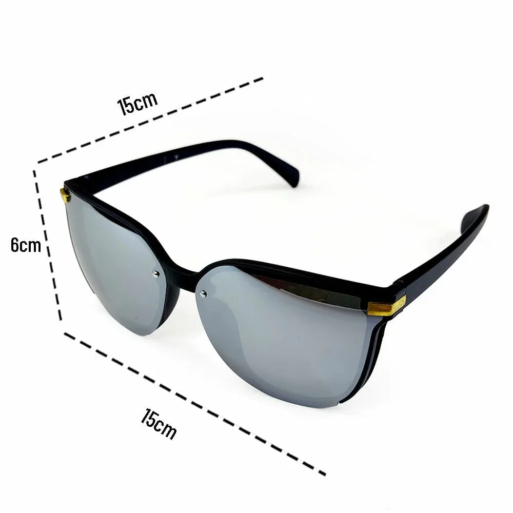 1pza Gafas de sol estilo gato con detalle dorado y micas tipo tornasol / 3267-2f